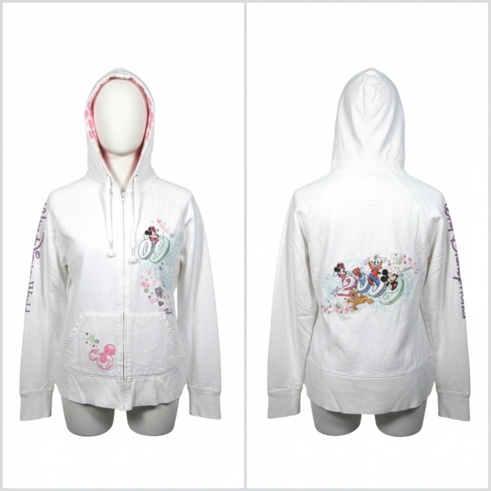 Walt Disney World 2009 Mickey Minnie Goofy Pluto Hoodie XL Zip Up Sweatshirt